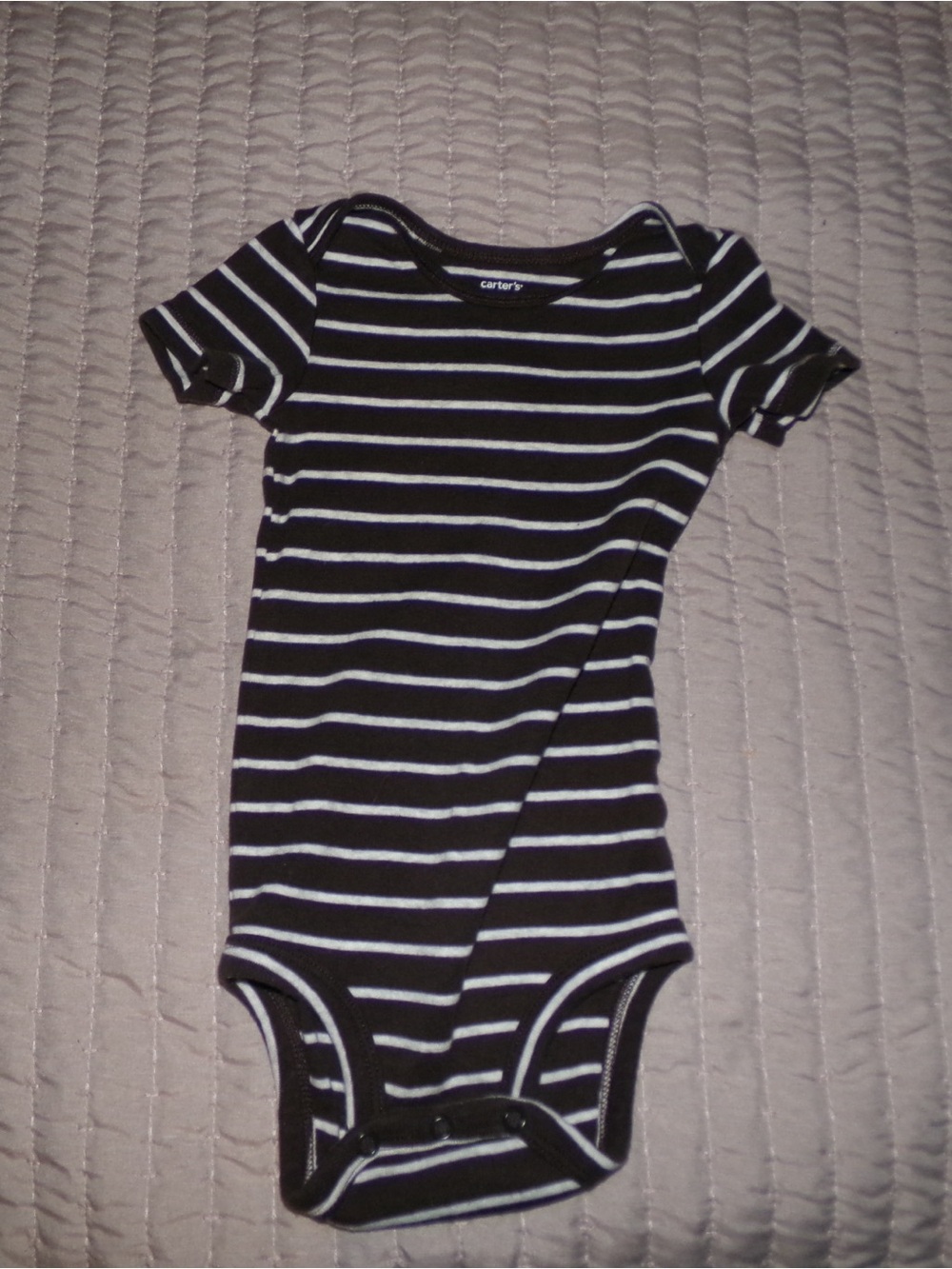 Carter's Black and White Striped Short-Sleeve Baby One-Piece